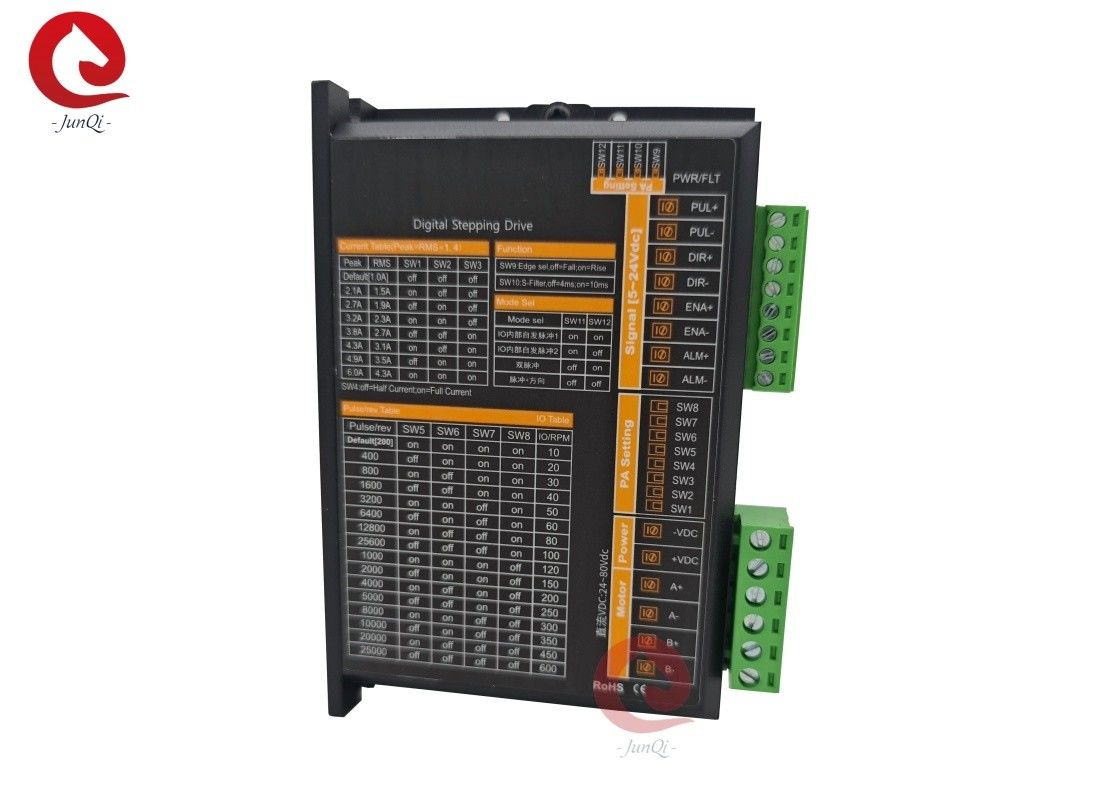 JQ6A Διοδηγός 2 φάσεων βήματος 24-80VDC 1-6A Ελεγκτής βήματος για Nema17 Nema 23 Nema34